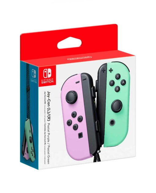 Controles Joycon con L R Morado y Verde pastel