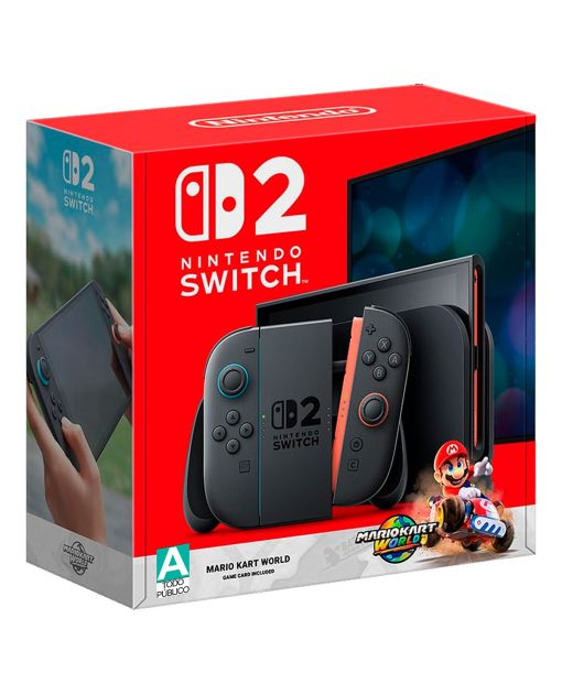 Consola Nintendo Switch 2 con Mario Kart World Fisico y Adaptador de corriente